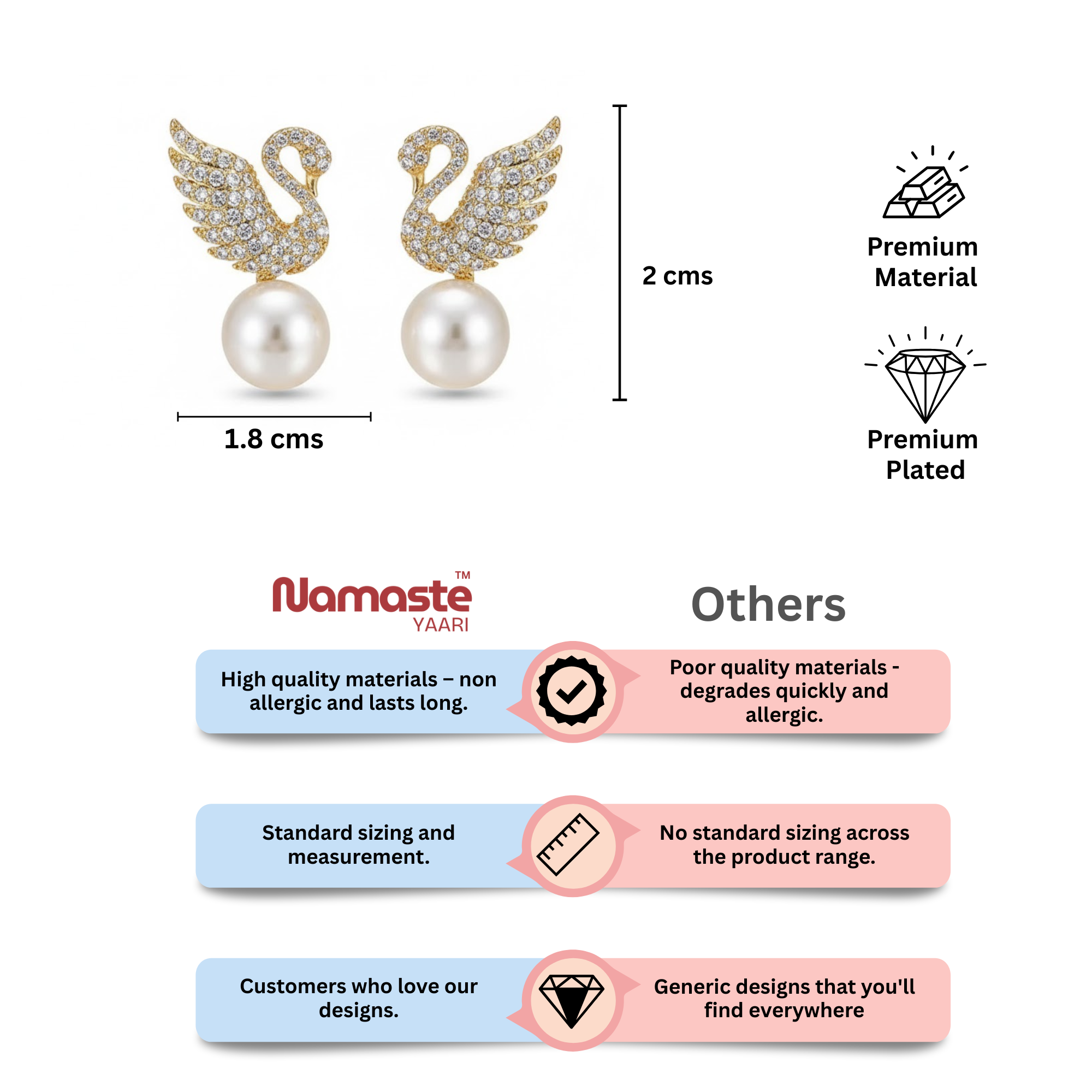 Swan Stud Pearl Earrings