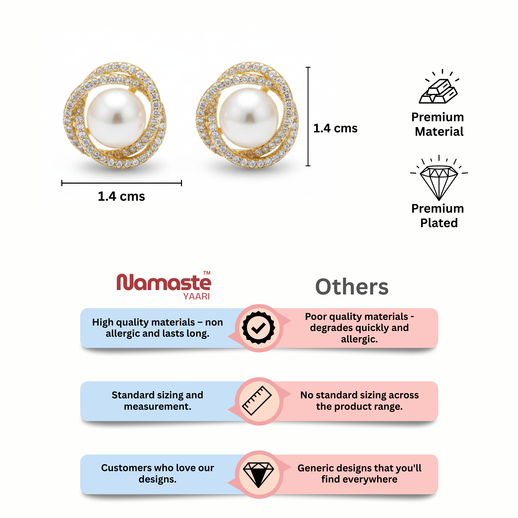 Royal Glow Pearl Stud Earrings
