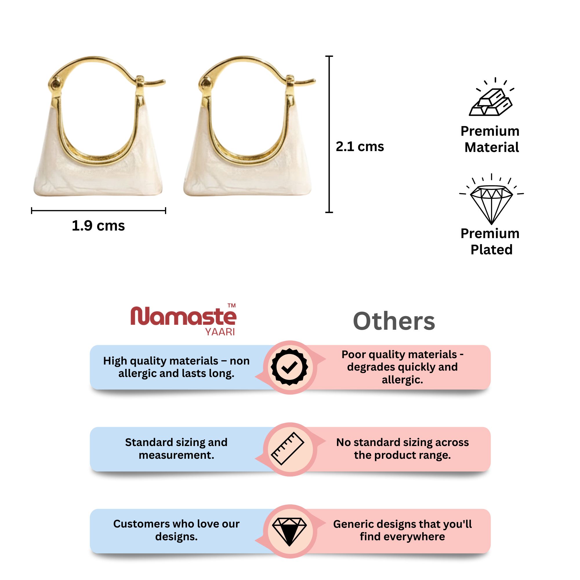 Handbag Shape White Enamel Hoop Earrings