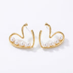 Gold Pearl Heart Earrings